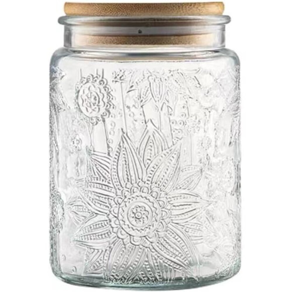 Vintage Glass Jar with Lid, 23.7oz Airtight Glass Storage Canister Glass